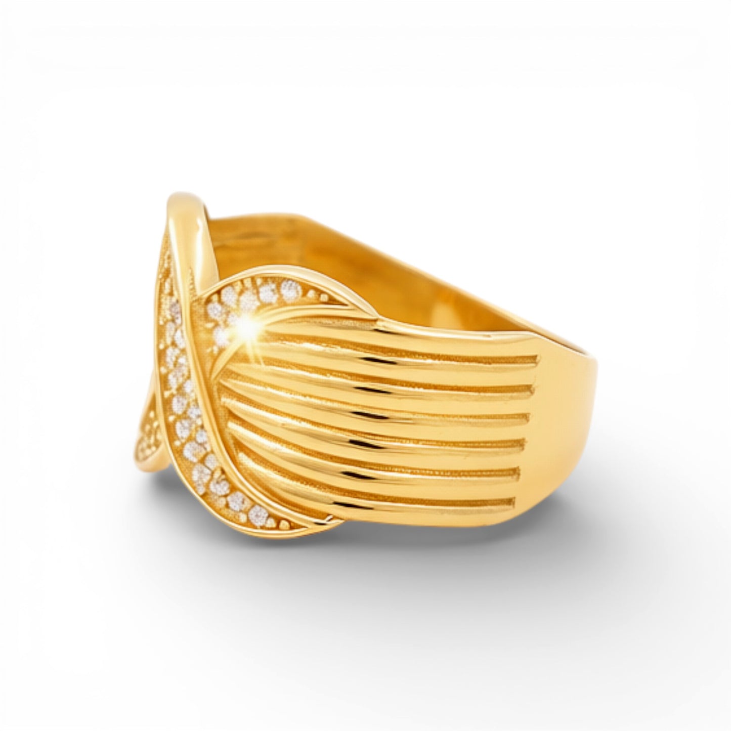 14K Yellow Gold Fashion Women's Ring with Cz / Size: 8.5 / Weight: 3.2GR / COWR4FS-164