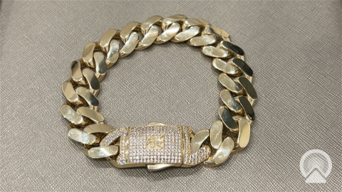 14K Yellow Gold Monaco Semisolid Men's Bracelet / Stone: Cz / Size 17mm 9" / Weight: 34.6gr