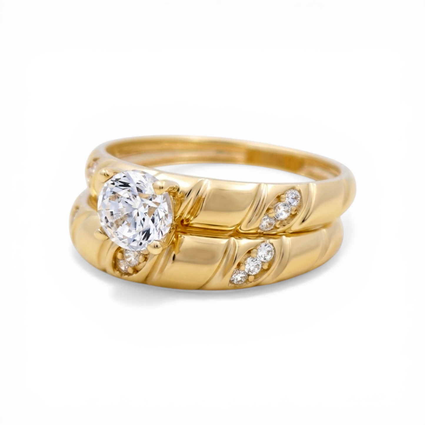 10K Yellow Gold Women’s Bridal Set / Stone: Cz / Size: 8 / Weight: 3.6 GR