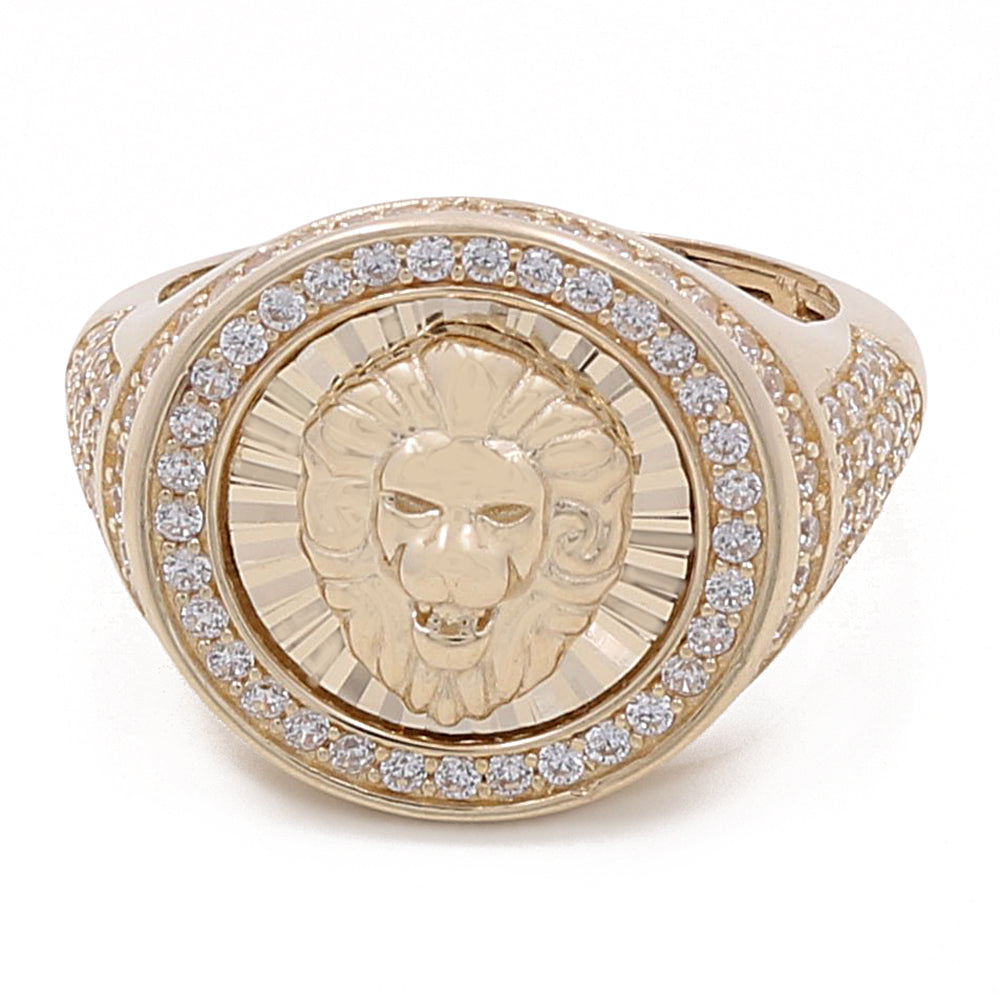14K Yellow Gold Men’s Lion Ring / CZ / Size 9.5 / Weight: 8.1 GR / COMR4LN-1