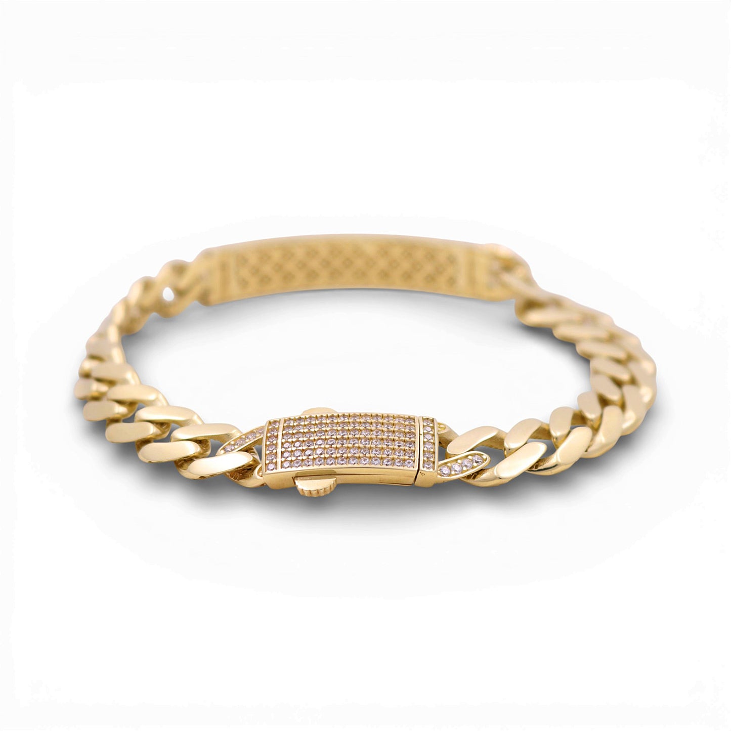 10K Yellow Gold Monaco ID Bracelet / CZ / Size: 9mm 8.5" / Weight: 17.8 GR / DQMB0MONID9-8.5