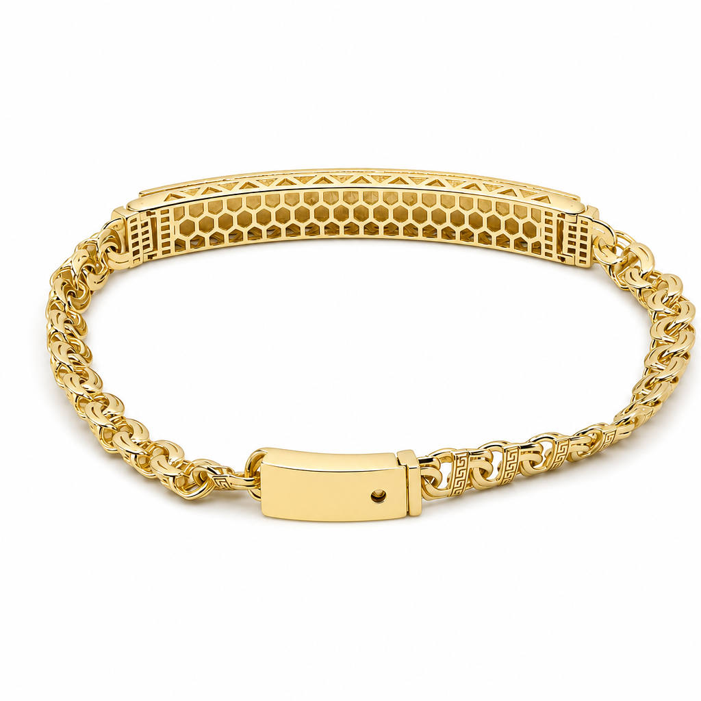 14K Yellow Gold Chinese Link ID Bracelet / Size: 5mm 7" / Weight: 7.7 GR / SFEEWB4CH5-7