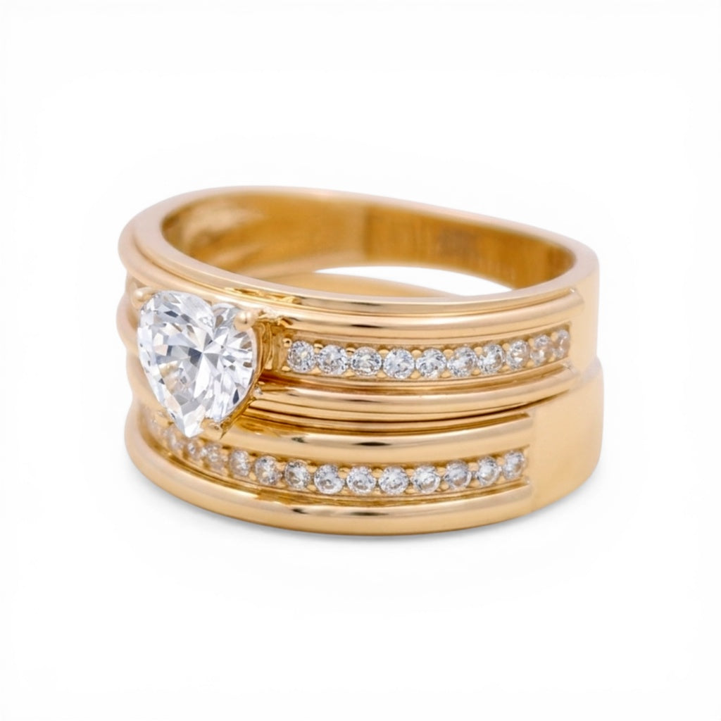 10K Yellow Gold Women’s Bridal Set with Heart / Stone: Cz / Size: 8.5 / Weight: 6.3 GR / CLBWR0BS-8