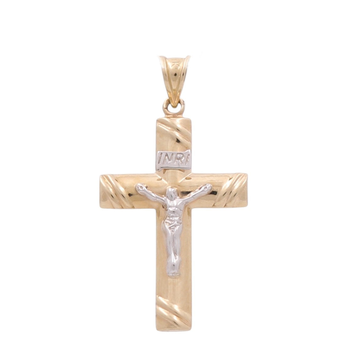 10K Yellow and White Gold Cross with Christ Pendant / Weight: 1 GR