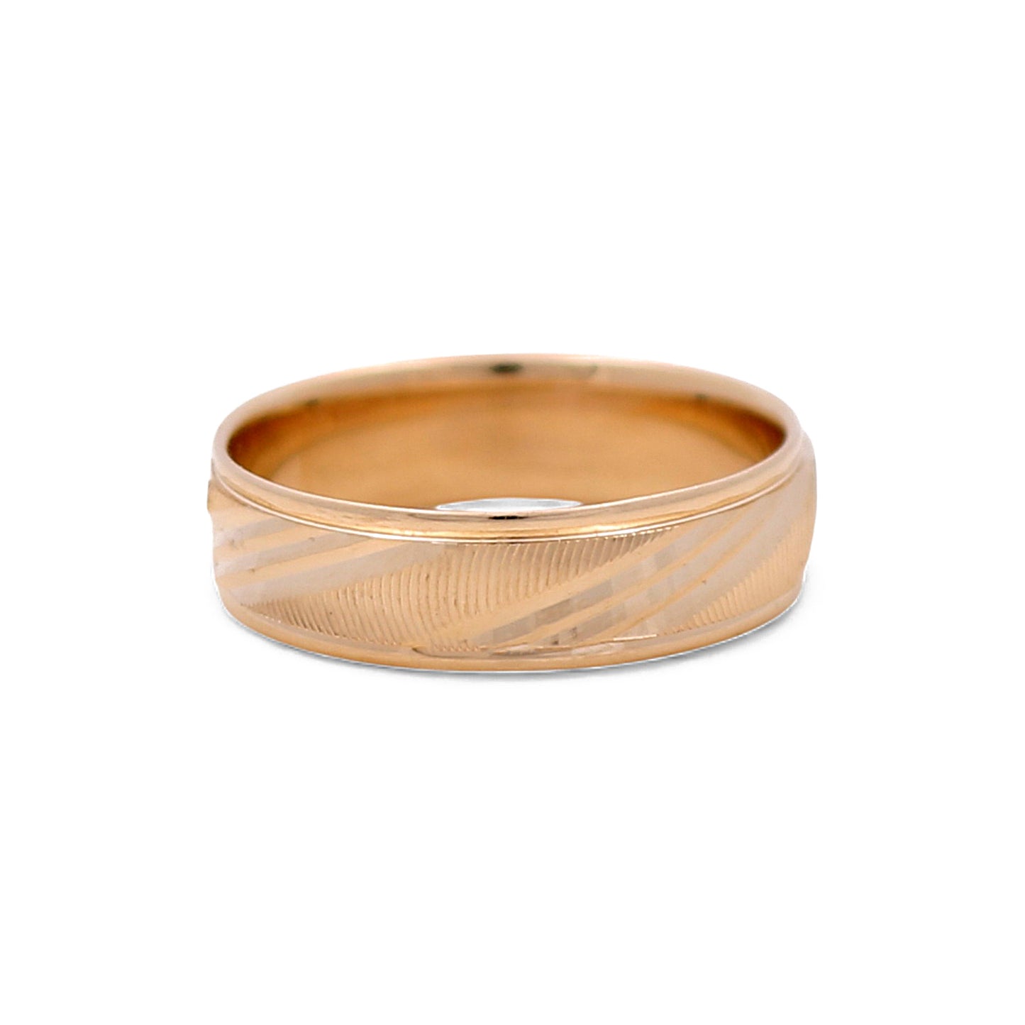 14K Yellow Gold Men’s Wedding Band with Design / Size: 10 / Weight: 4.8 GR / DEEMWB4DS-4