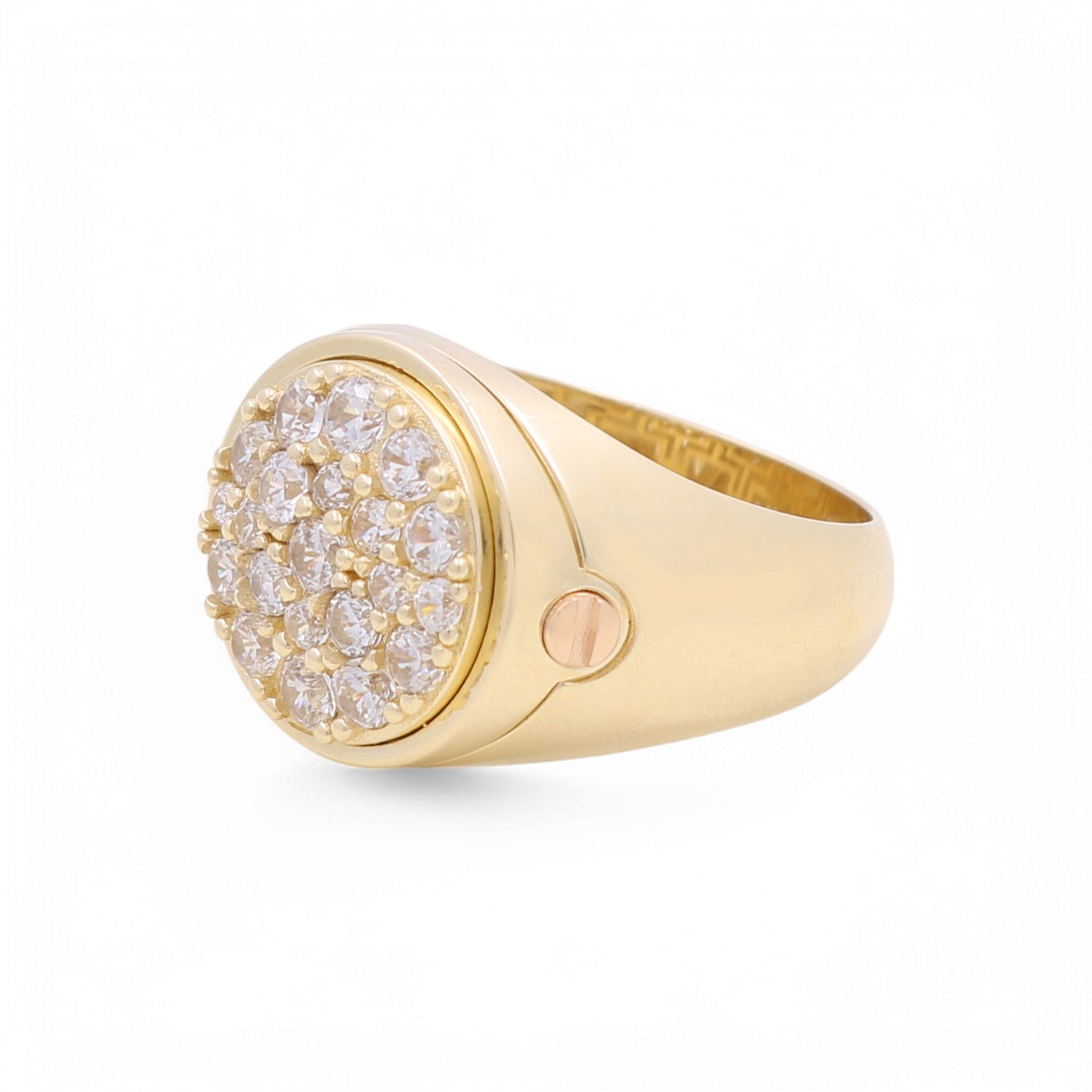 14K Yellow and Rose Gold RD Fashion Men's Ring with White Cz / Size: 11 / Weight: 6.6 GR / CPMRTT4FS-1