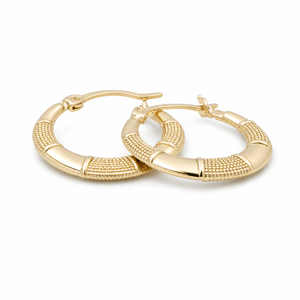 10K Yellow Gold Fashion Earring Hoops / Size: 2mm-13mm / Weight: 0.9 GR / DQEH0FS2x13
