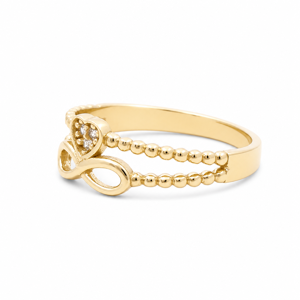 10K Yellow Gold Infinity with Heart Women's Ring / Size: 7.5 / Weight: 1.5 GR / DQWR0IF-4