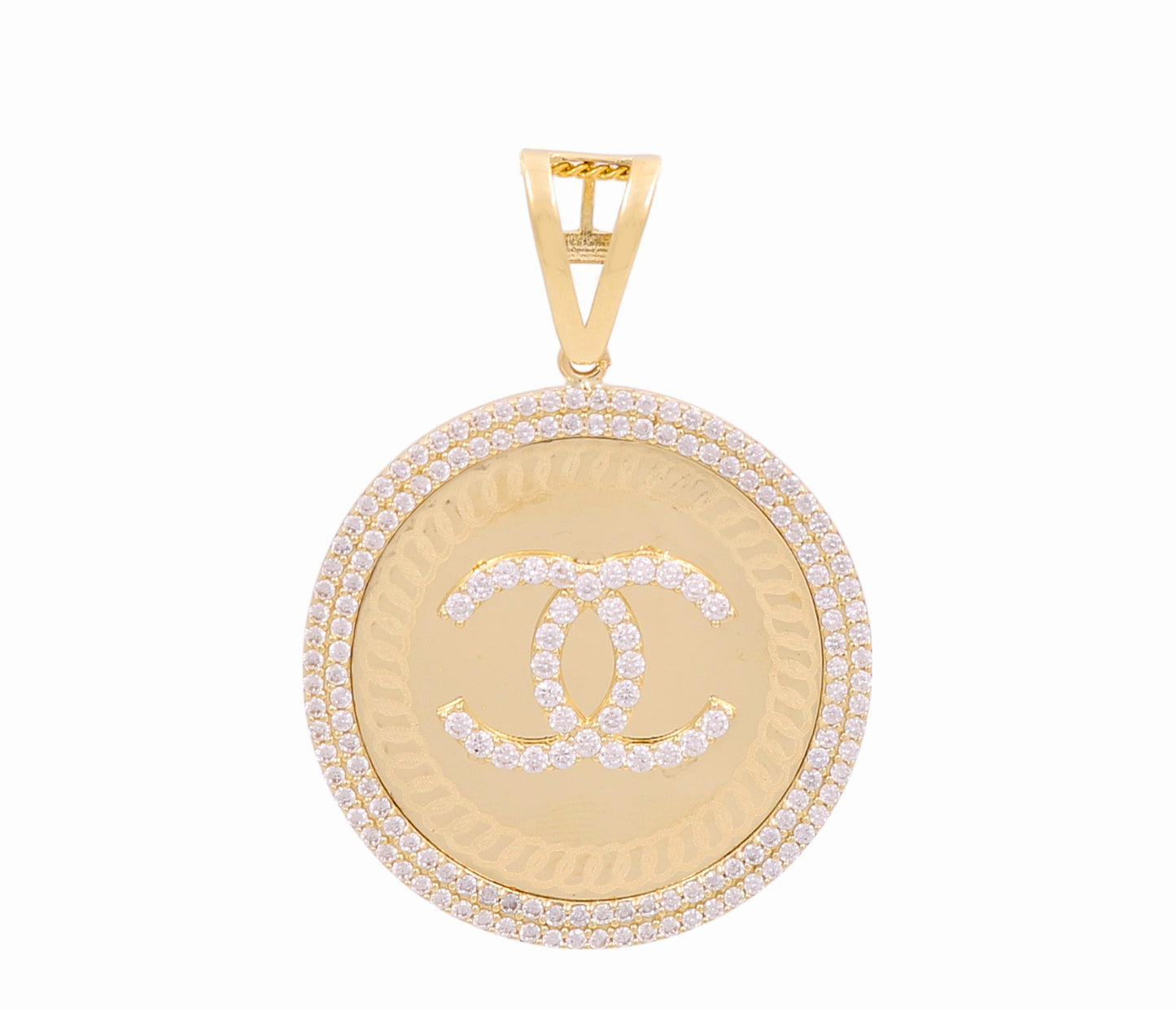 14K Yellow Gold CC Medal Pendant with Cz / Weight: 6.9 GR / DOPD4CC