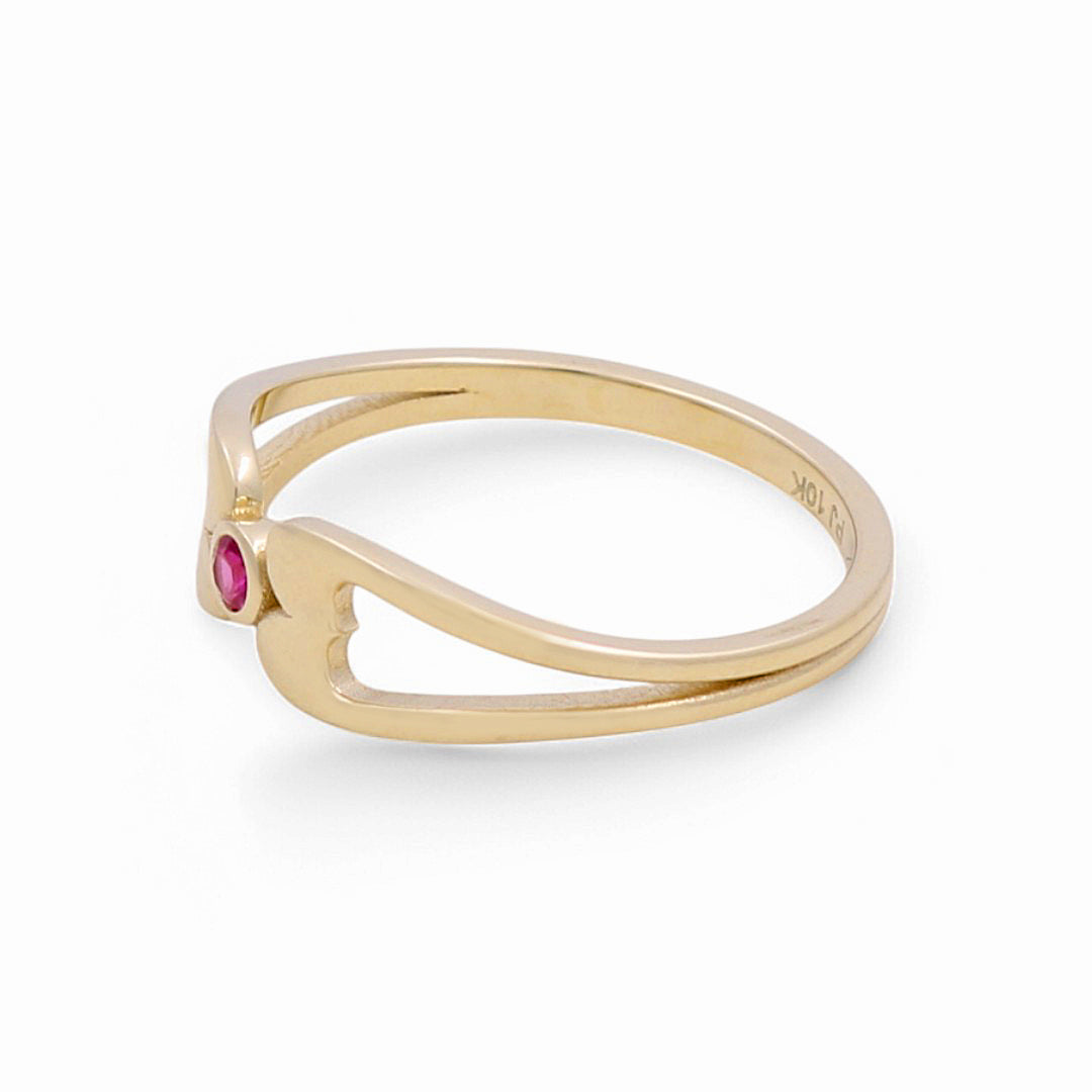 10K Yellow Gold Fashion Women's Ring with Pink CZ / Size: 8 / Weight: 1.8 GR / DPWR0FS-9