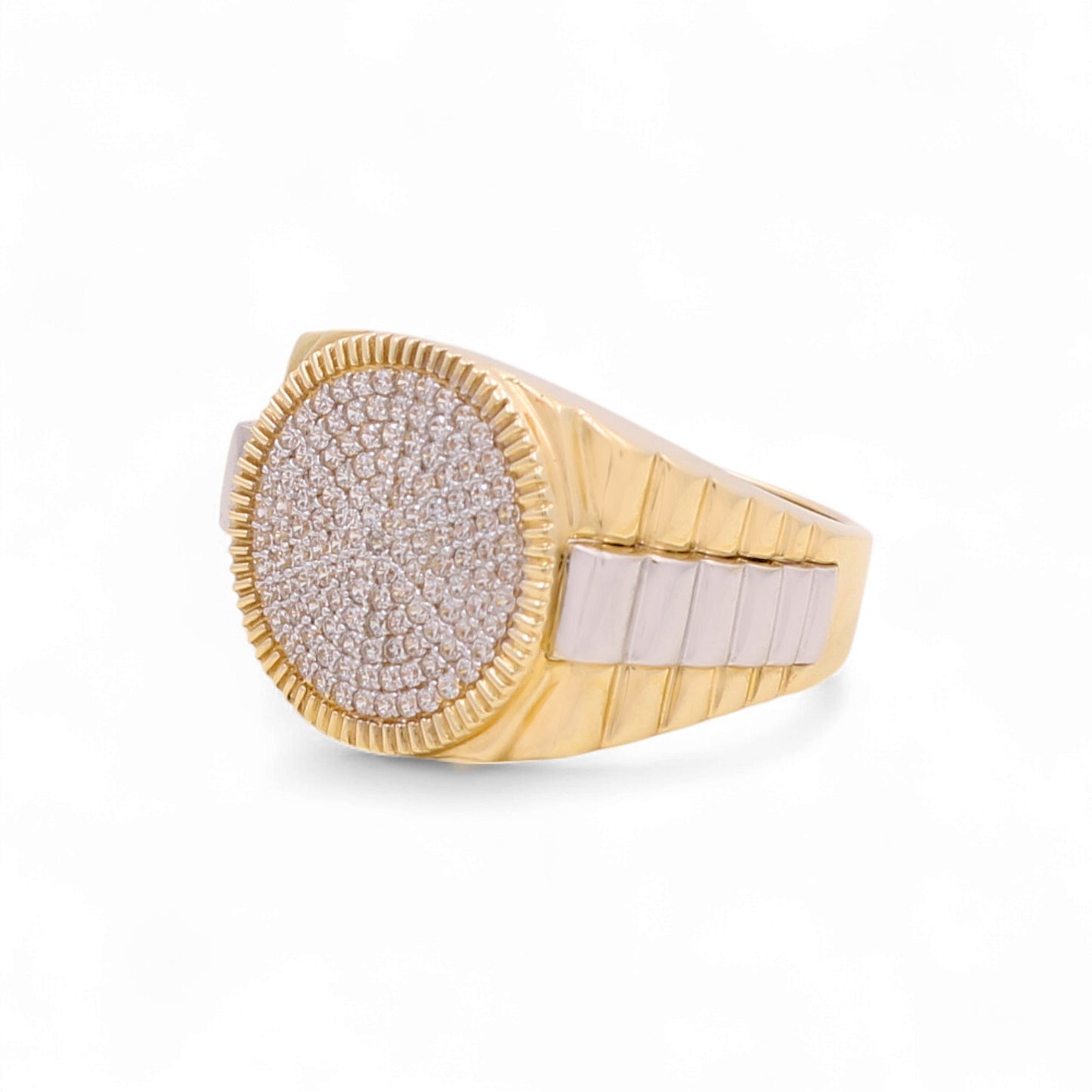 14k Two Tone Round Men's Ring with Cz / Size / Weight 8.1 GR / COMR4REDTTCZ-1
