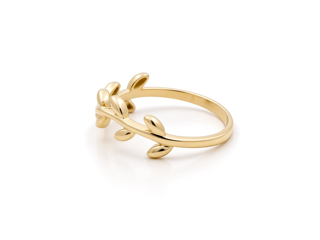 10K Yellow Gold Leaves Women's Ring / Size: 8 / Weight: 1.8 GR / DQWR0FS-33
