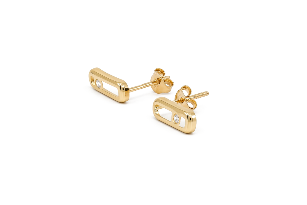 14K Yellow Gold Fashion Stud Earrings with Cz / 6-B83801PS10