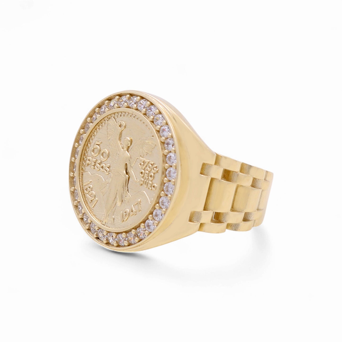 10K Yellow Gold Centenary Men’s Ring with White Cz / Size 10.5 / Weight: 8.1 GR / DQMR0CN