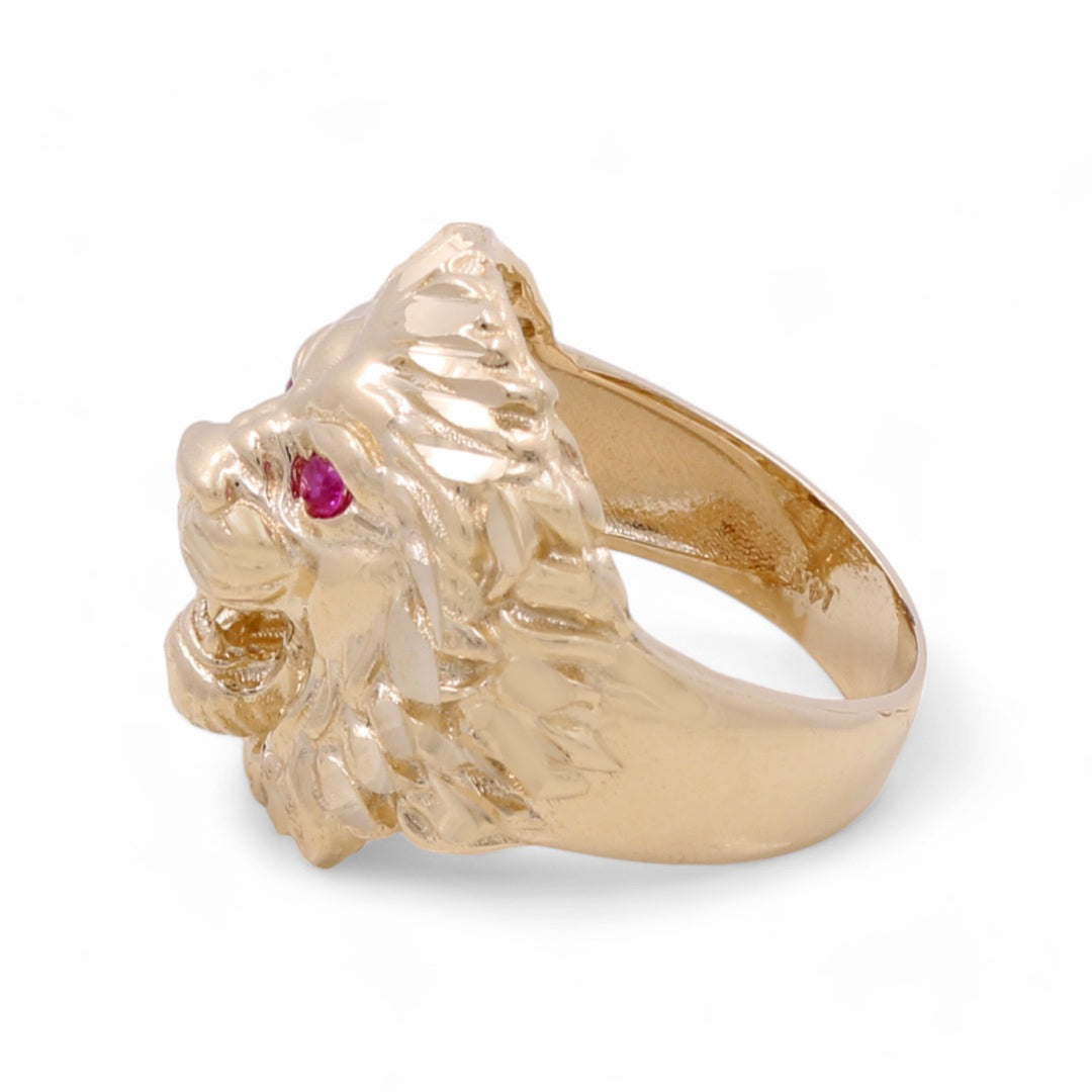 14K Yellow Gold Men’s Lion Head Ring / Color Stone / Size 10.5 / Weight: 15.3 GR