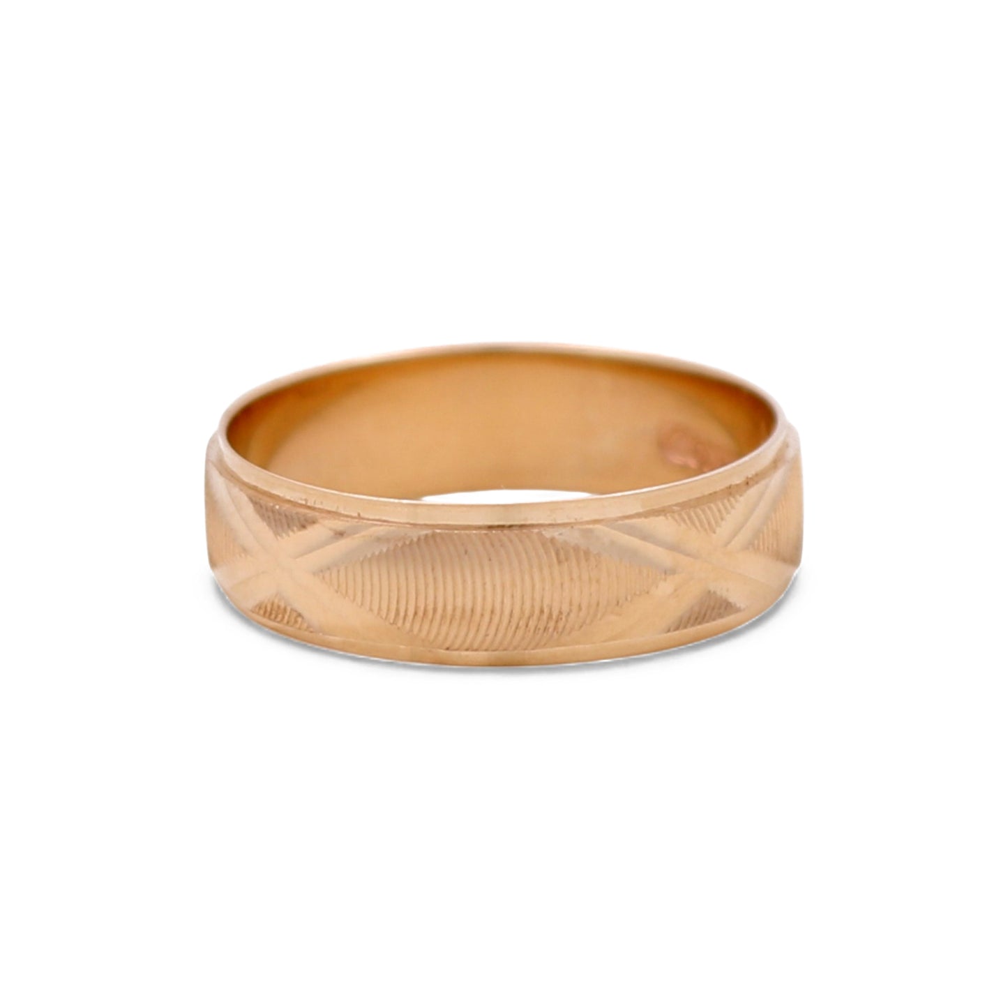 14K Yellow Gold Men’s Wedding Band with Design / Size: 10 / Weight: 3.9 GR / DEEMWB4DS-6