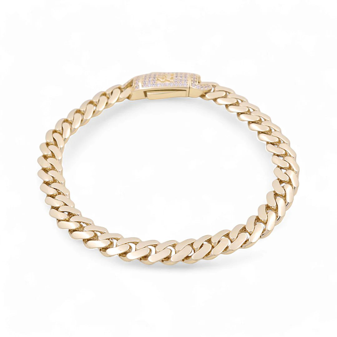 10K Yellow Gold Monaco Semisolid Men's Bracelet / Stone: Cz / Size: 7mm 8" / Weight: 9.8 GR