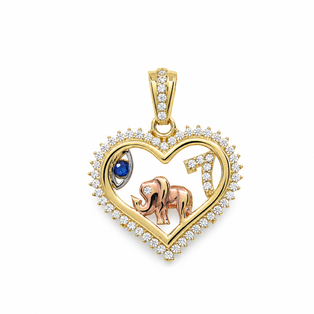 14K Yellow Gold Lucky Heart Pendant / Weight: 2.4 GR / P18P-422