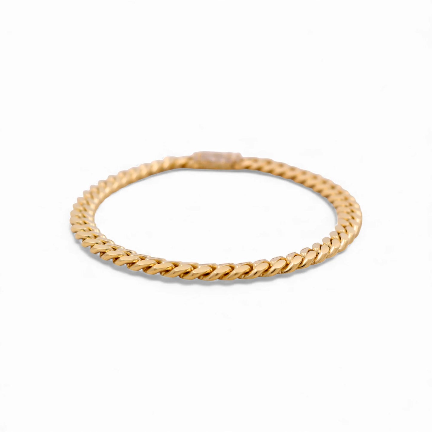 10K Yellow Gold Solid Fashion Cuban Link Bracelet with Cz / Size: 7mm 8.5" / Weight: 26.1 GR / SCCAMB0CL7-8.5