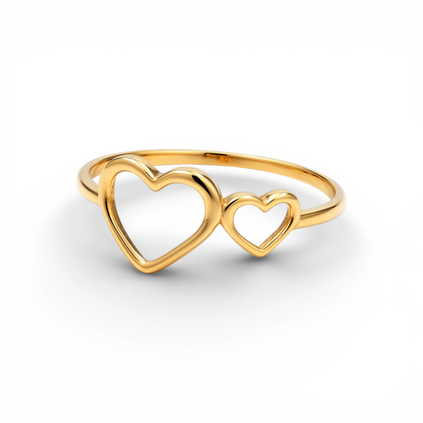 10K Yellow Gold Two Hearts Women's Ring / Size: 8.25 / Weight: 0.8 GR / DQWR0HR-22