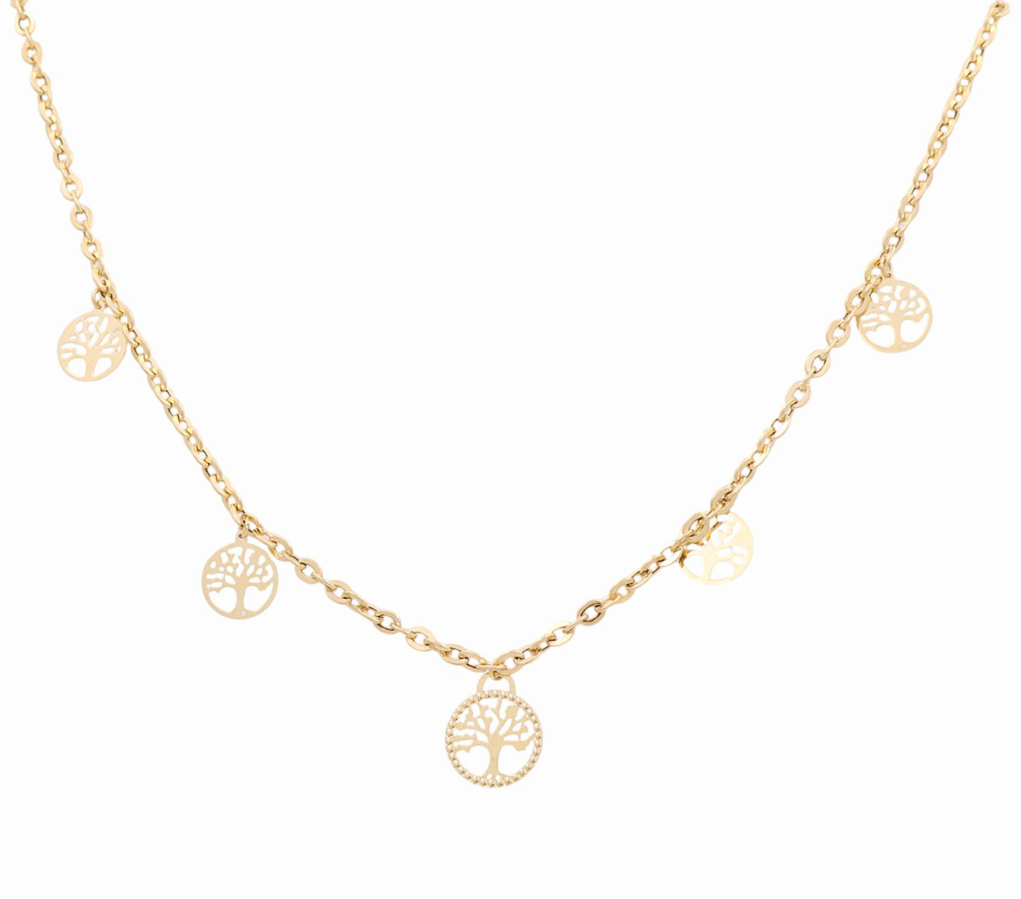 14K Yellow Gold Women's Necklace with Hanging Trees of Life / Size: 20” / Weight: 6.8 GR / DPNK4TL