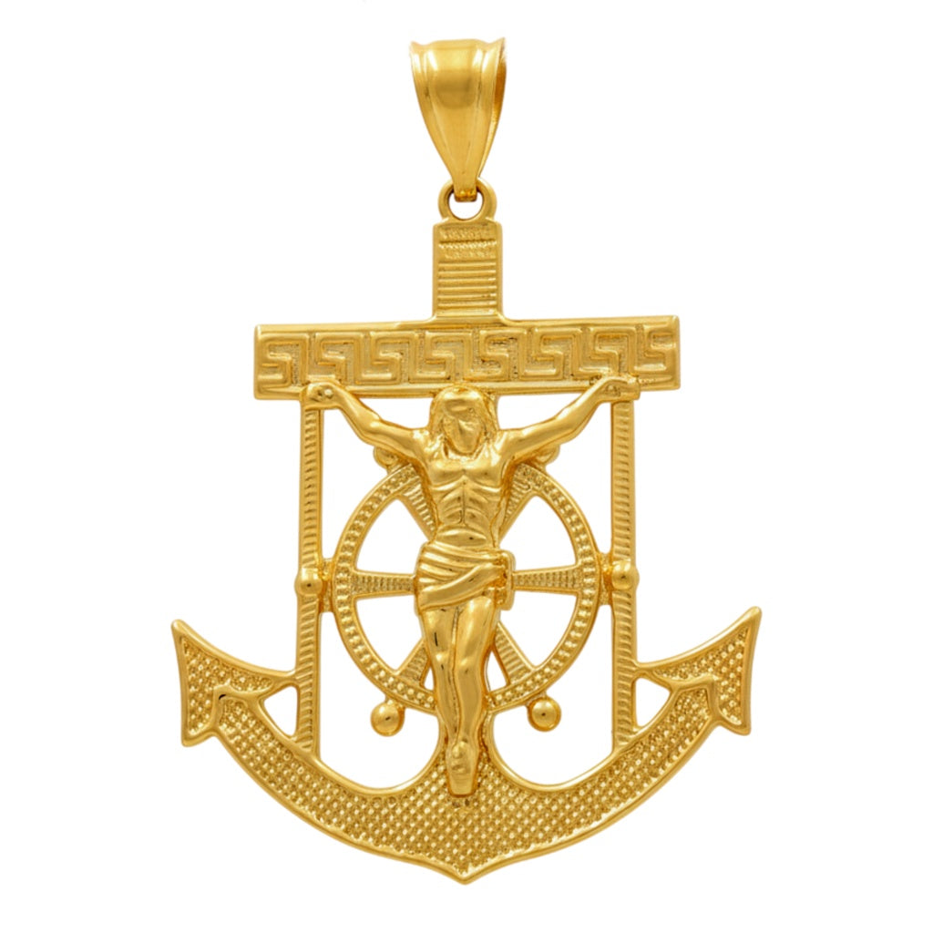 14K Yellow Gold Anchor with Christ Pendant / Weight: 4.8 GR / DOPD4ANC