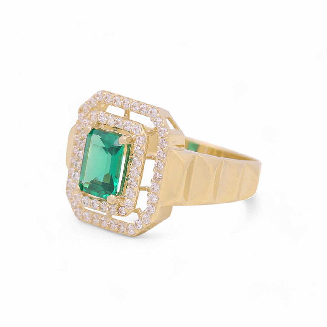 10K Yellow Gold Women's Fashion Ring with Green Cz / Size: 7 / Weight: 2.6 GR / P53R-51