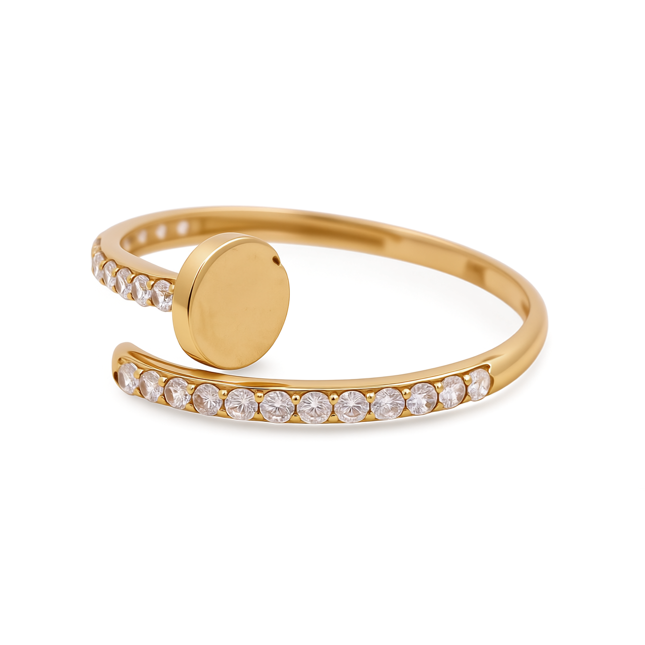 14k Yellow Gold Fashion Nail Women's Ring with Cz / Size: 8 / Weight: 2 GR / CCFWR4NL