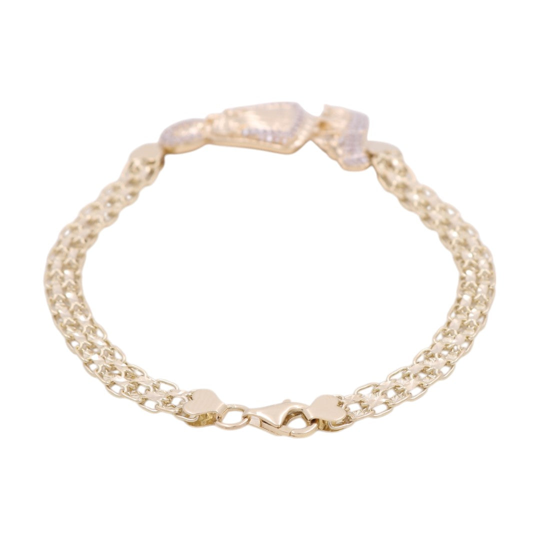 10K Yellow Gold Virgen de la Caridad Women's Bracelet / Stone: Cz / Size: 7.5” / Weight: 6.9 GR