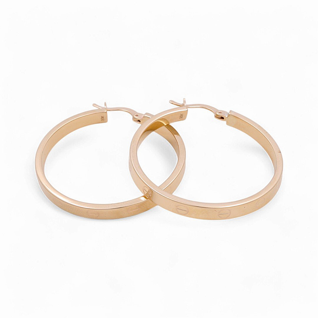 Aros de oro amarillo de 10 quilates con diamantes de imitación de moda / Tamaño: 4 mm x 34 mm / Peso: 4,9 gr / KOEH0CT4x34