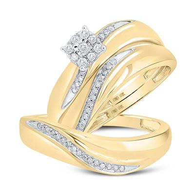 10k Yellow Gold Diamond Trio Set Ring / Size: 7 & 10 / Stone: 1/5 CTW / 96730