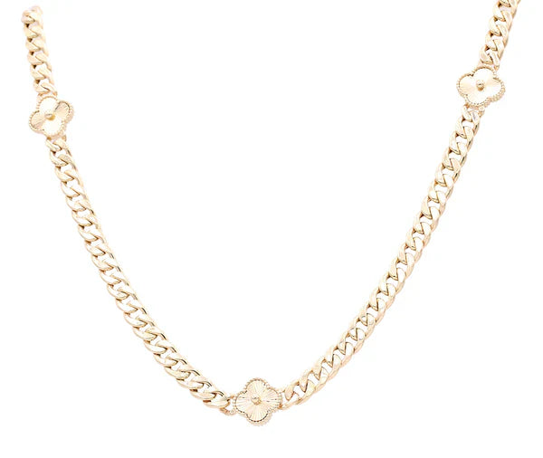 10K Yellow Gold Monaco Women's Necklace with Three Gold Clover/ CZ / Size: 18.5" / Weight: 18.8 GR/ DONK0MONCLV