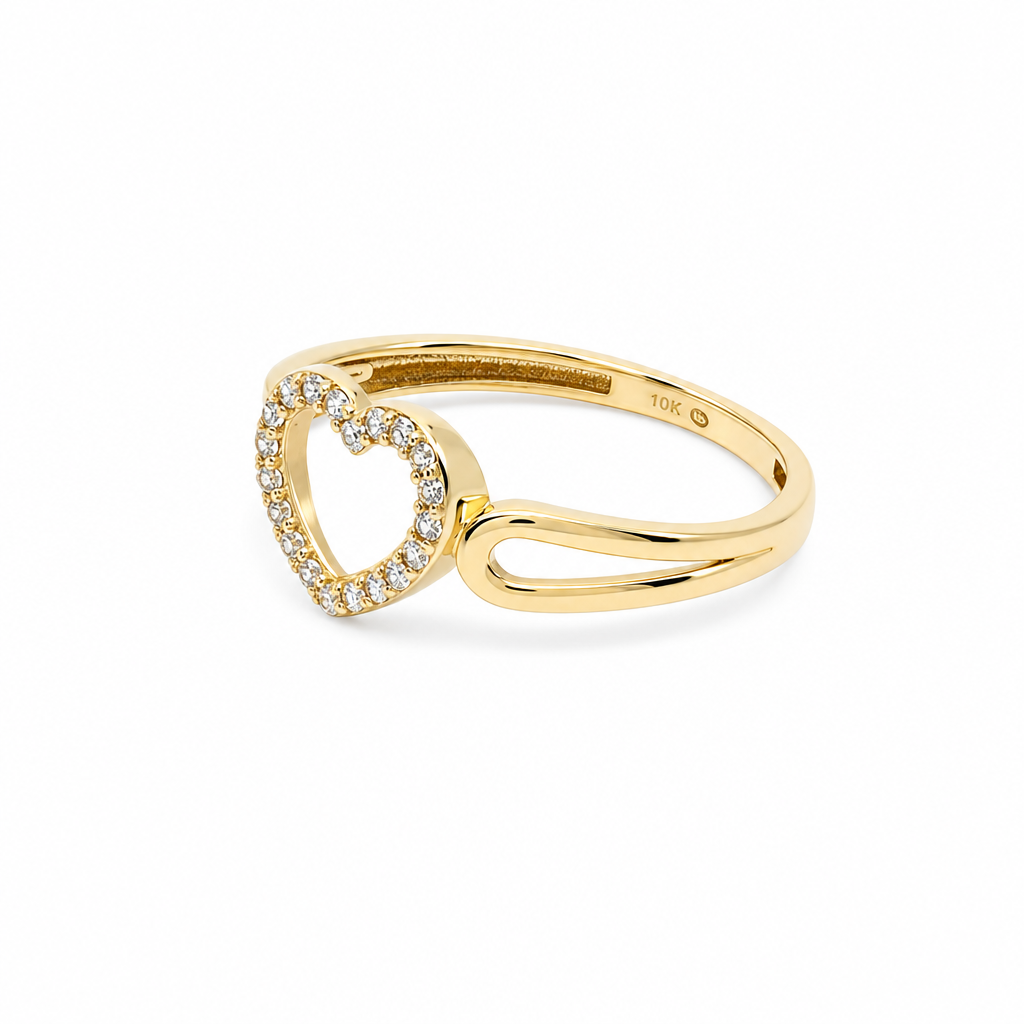 10K Yellow Gold Heart Women's Ring / Size: 8 / Weight: 1.3 GR / P03R-2429
