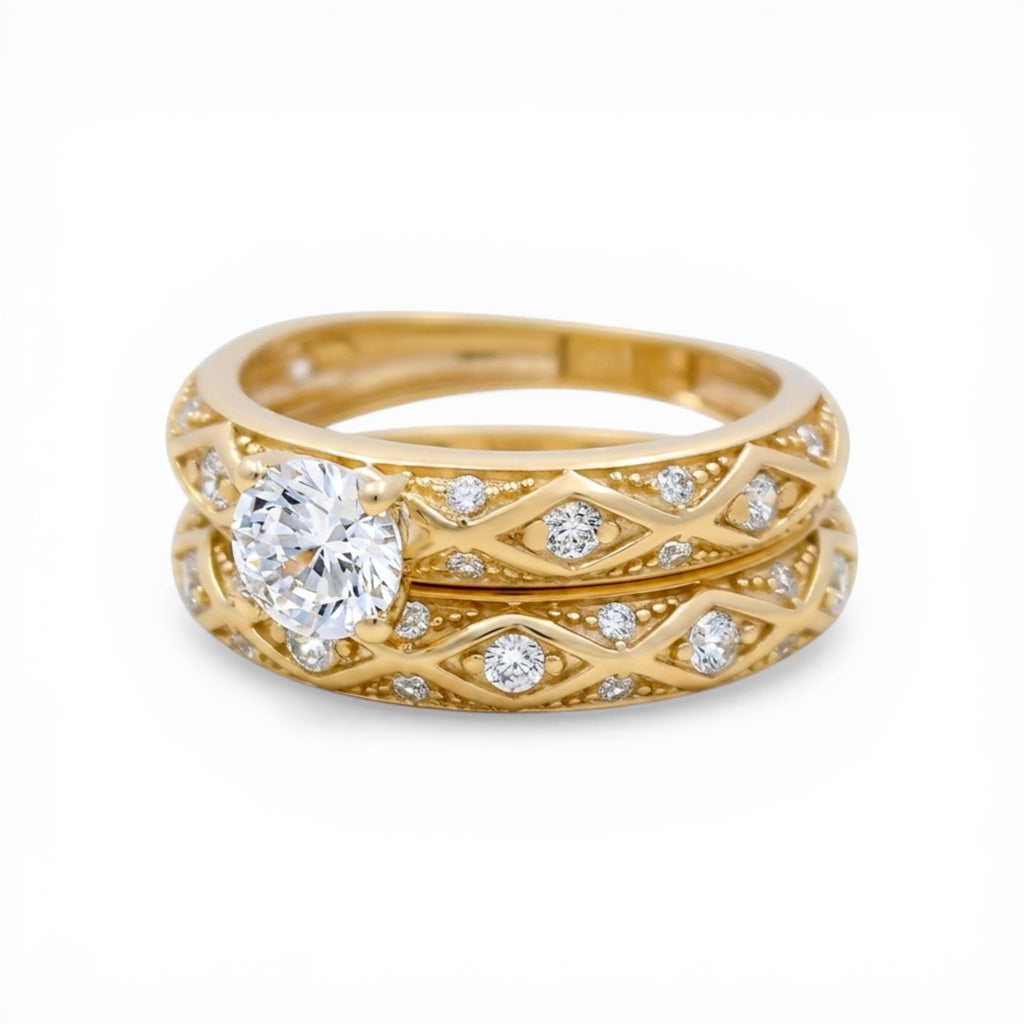 10K Yellow Gold Women’s Bridal Set / Stone: Cz / Size: 8 / Weight: 6.0 GR / CLBWR0BS