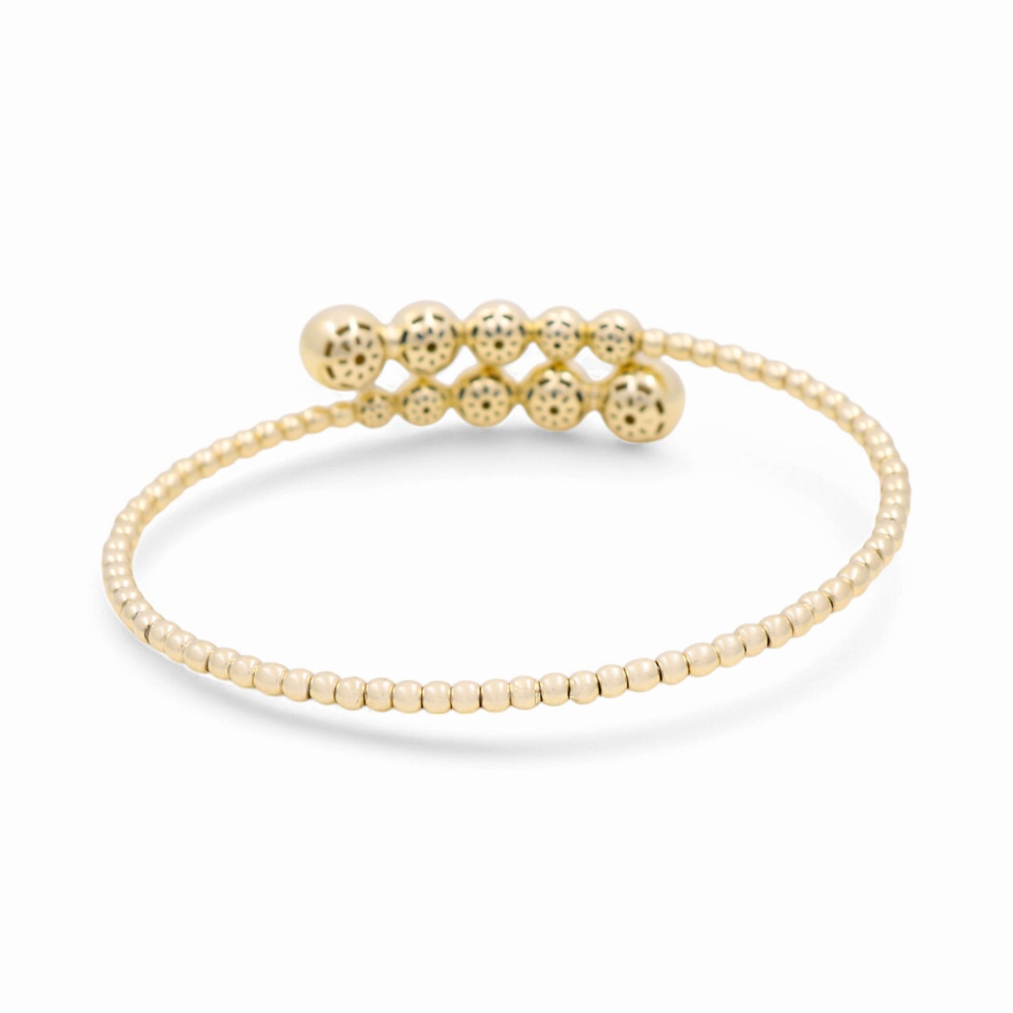10K Yellow Gold Semisolid Women’s Bangle Bracelet with Balls / Weight: 6.7 GR / CPBB0BLL