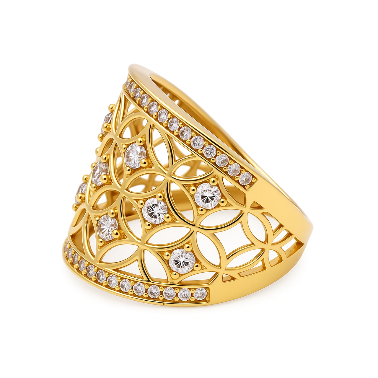 10K Yellow Gold Fashion Women's Ring with Cz / Size: 7.5 / Weight: 3.9 GR