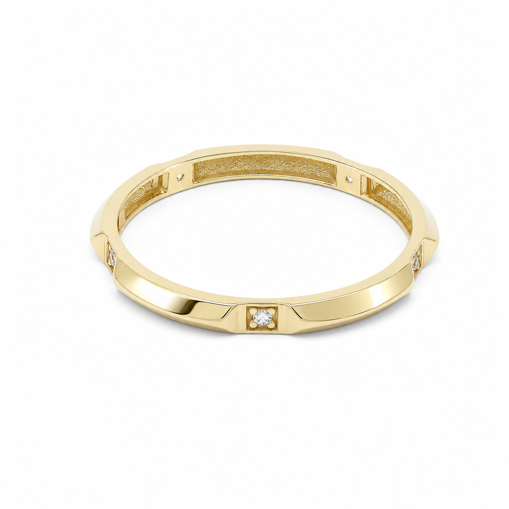 10K Yellow Gold Fashion Women's Ring with Cz / Size: 9 / Weight: 1.1 GR / DQWR0FS-127