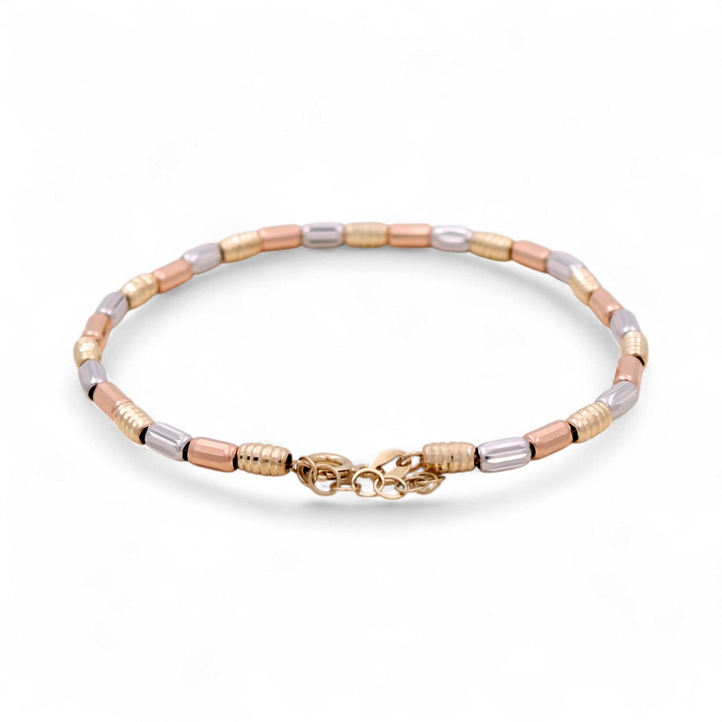 14K Yellow, White and Rose Gold Fashion Bracelet Women's Bracelet / Size: 7” / Weight: 3.8 GR / DQWB3T4FS
