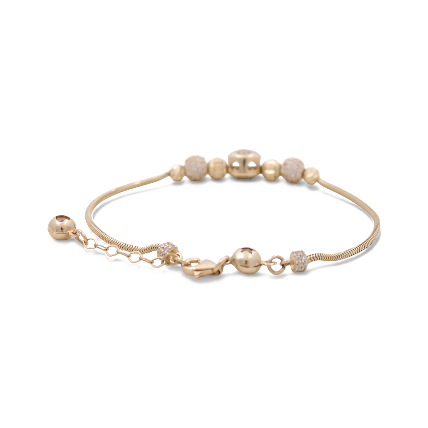 14k Yellow Gold Fashion Women's Bracelet with Charms and CZ / Size: 7.5" / Weight: 7.5 GR / CCFWB4FS-4