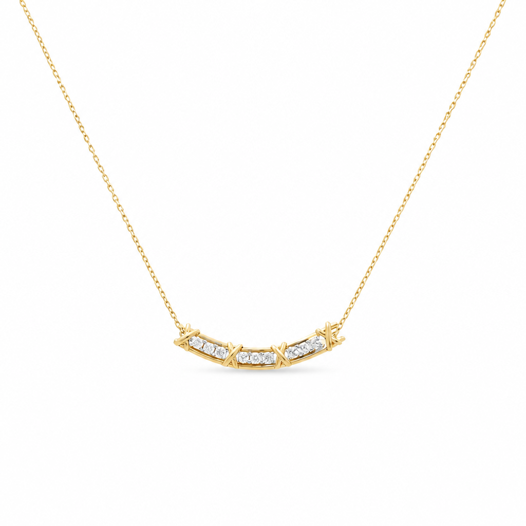 14K Yellow Gold Fashion Women's Necklace with Cz / Size 17.5" / Weight: 2.8 GR / DQNK4FS-2