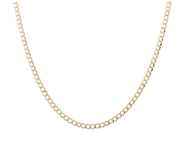 10K Yellow Gold Solid Curb Chain / Size: 3mm-16'' / Weight: 4.3GR / CSCH0CB3-16