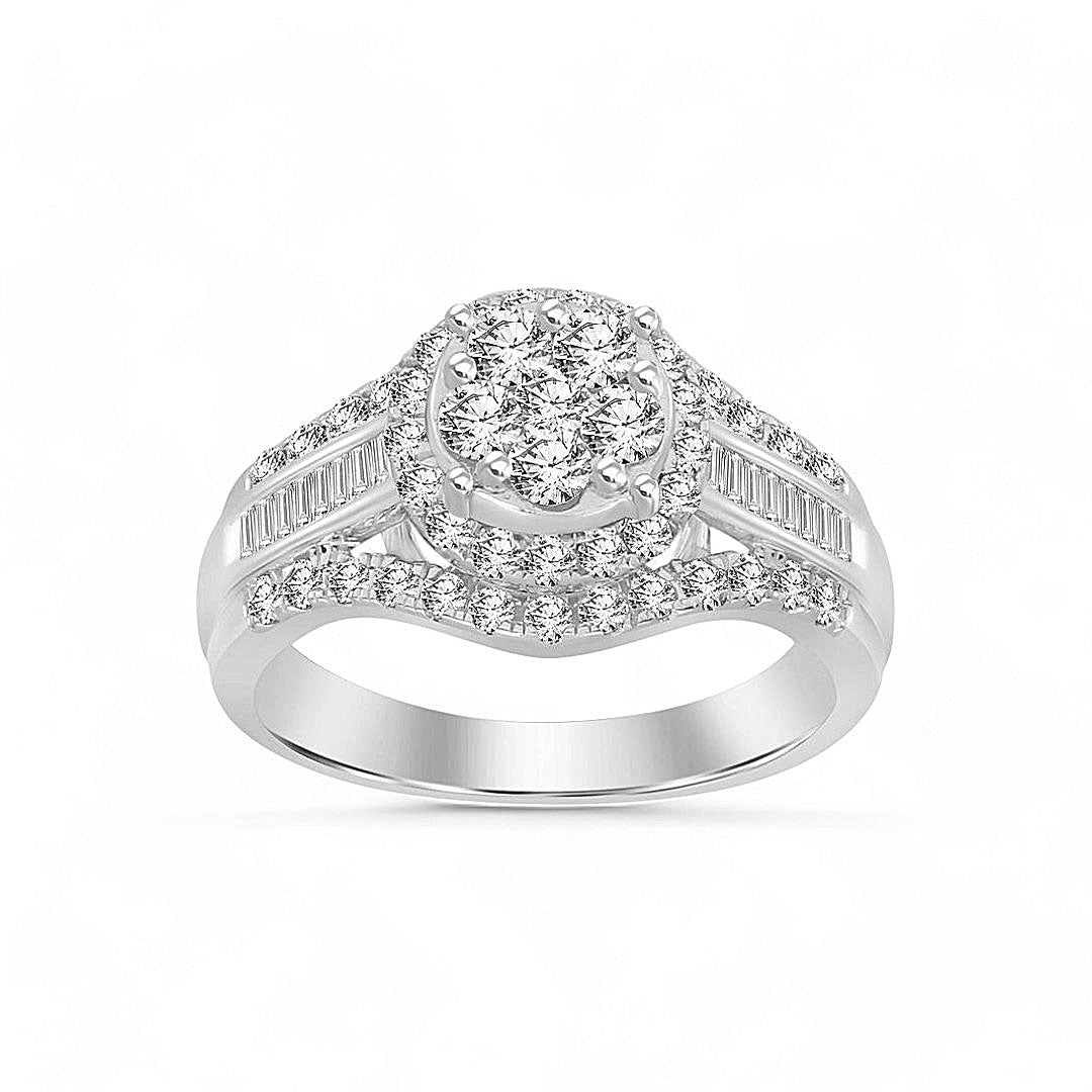 Anillo de oro blanco de 10 quilates con diamantes para mujer de 1,0 quilates, tamaño 6,5, 223012W