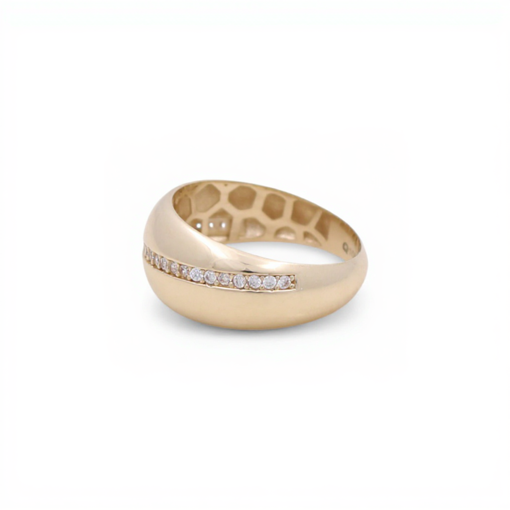 10K Yellow Gold Fashion Women's Ring with White Cz / Size: 7.5 / Weight: 2.1 GR / CQWR0FS-15