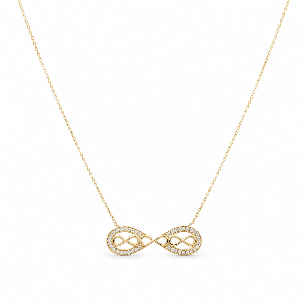 14K Yellow Gold Women's Necklace With Infiniti Pendant / Stone: Cz / Size: 17" / Weight: 2.8 GR / CCNK4IF-1