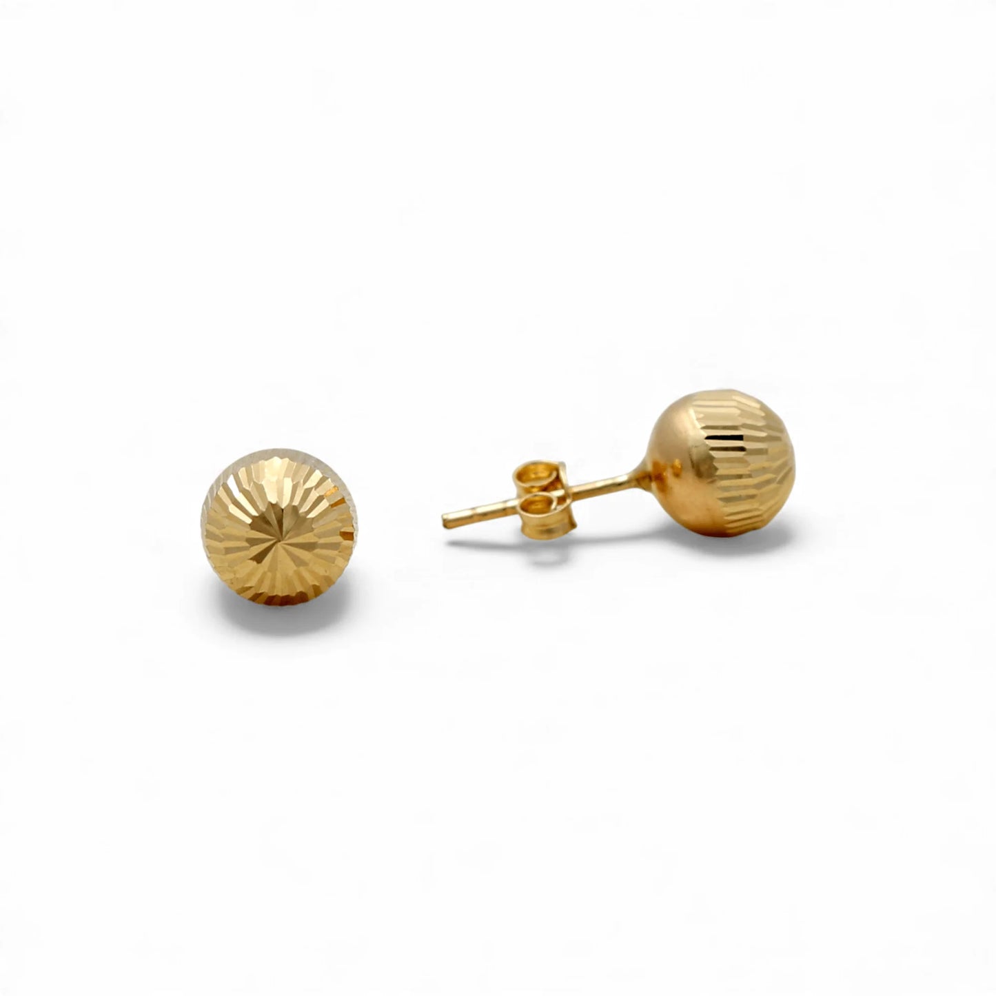 14K Yellow Gold Dormilon Stud Earrings with Diamond Cut / Weight: 1.4gr / COES4FS-34