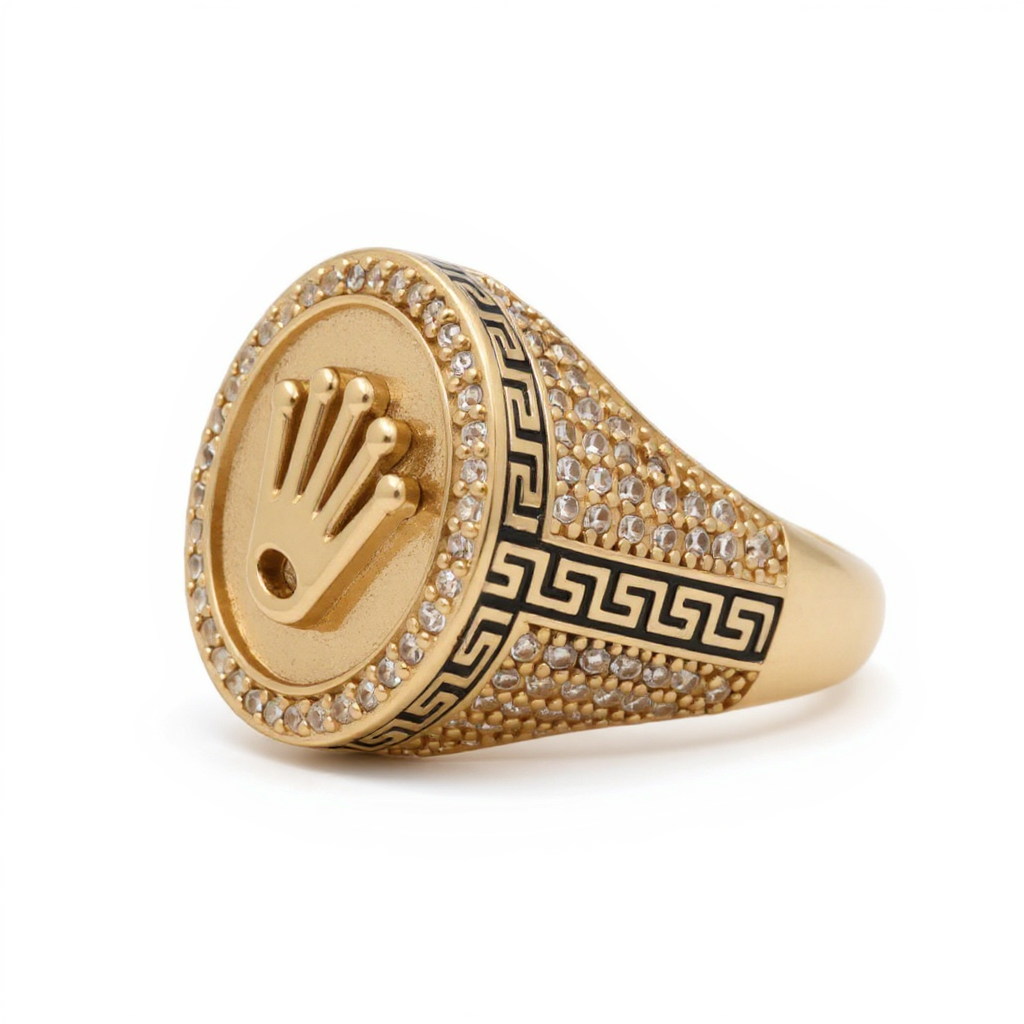 14K Yellow Gold Fashion RX Men’s Ring with White Stones / Size 11 / Weight: 11.6 GR / DOMR4RX