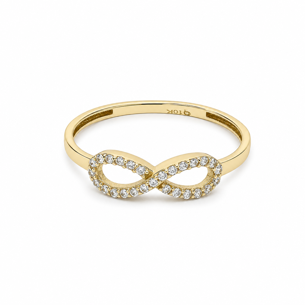 10K Yellow Gold Infinity Women's Ring / Size: 9 / Stone: CZ / Weight: 1.1 GR / DQWR0IF-9
