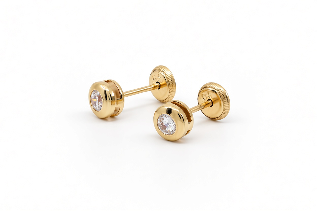 14K Yellow Gold Fashion Stud Earrings with Cz / 6-196801PS3