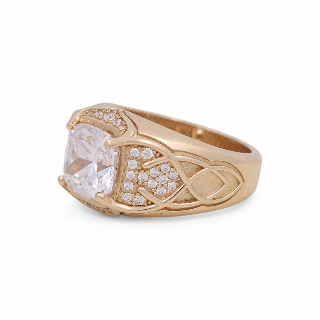 14k Square Men's Ring with Cz / Size 10.5 / Weight: 11.9 GR / BOMR4FS-4