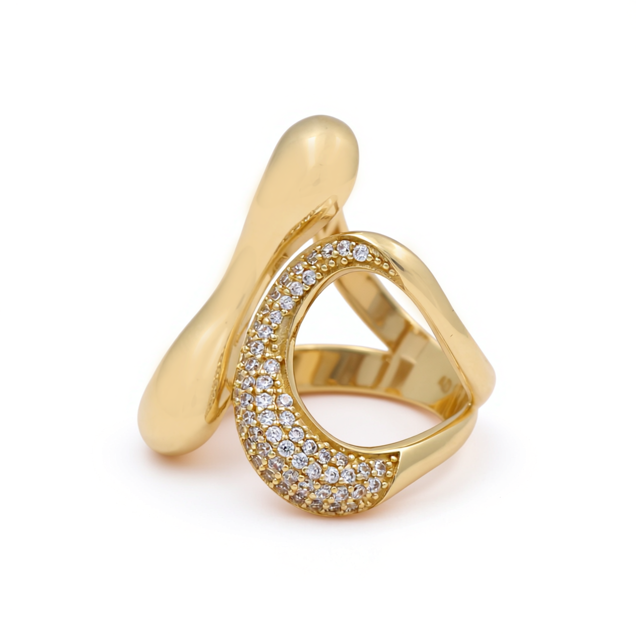 14K Yellow Gold Fashion Women's Ring with Cz / Size: 8 / Weight: 5.6 GR / Y24-1079